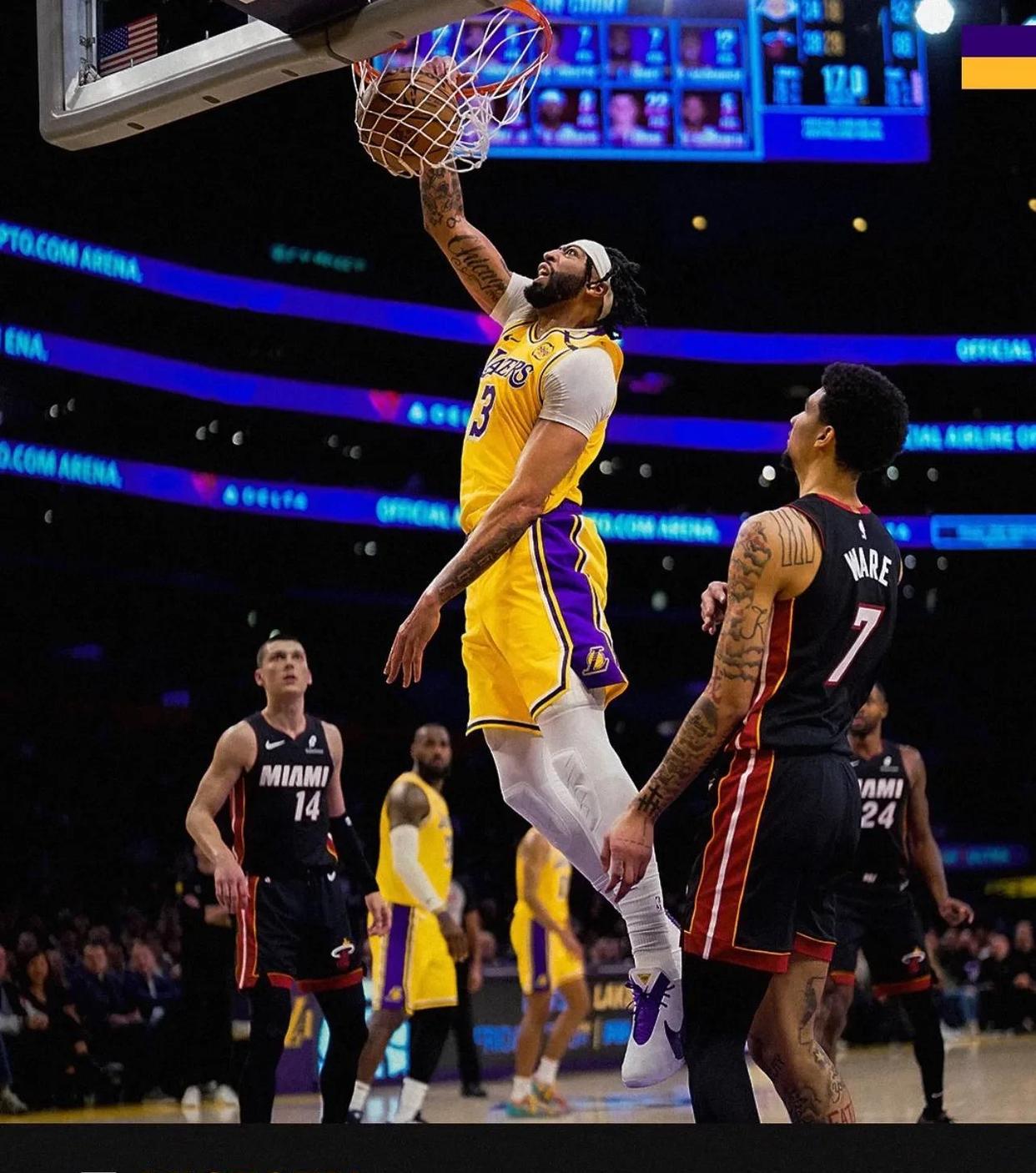 世俱杯官网-湖人击败步行者,浓眉砍下32分